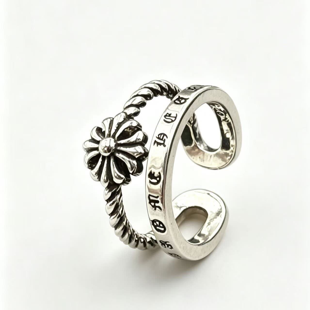 Chrome Hearts Silver Flower Ring